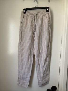 H&M Lightweight Beige 100% Linen Drawstring Pants